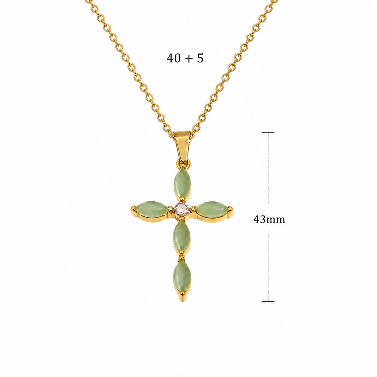 Collar Cruz Aventurina Verde
