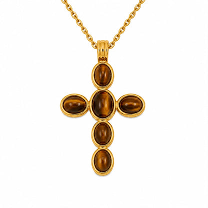 Collar Cruz Ojo de Tigre