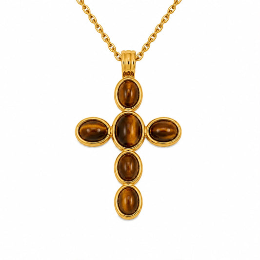 Collar Cruz Ojo de Tigre