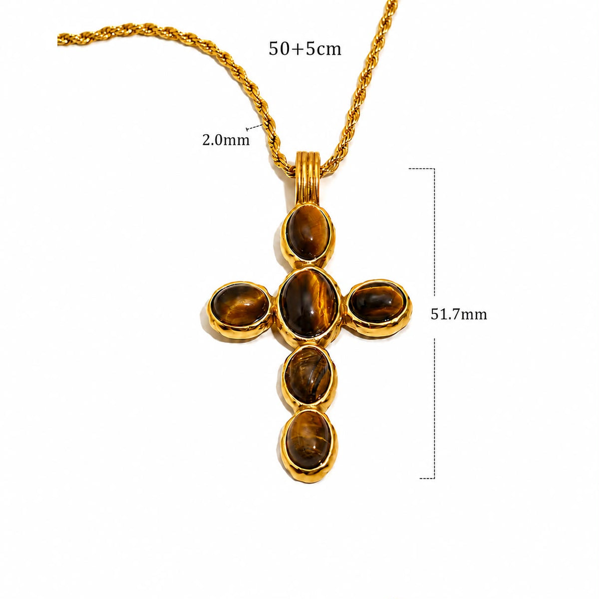 Collar Cruz Ojo de Tigre